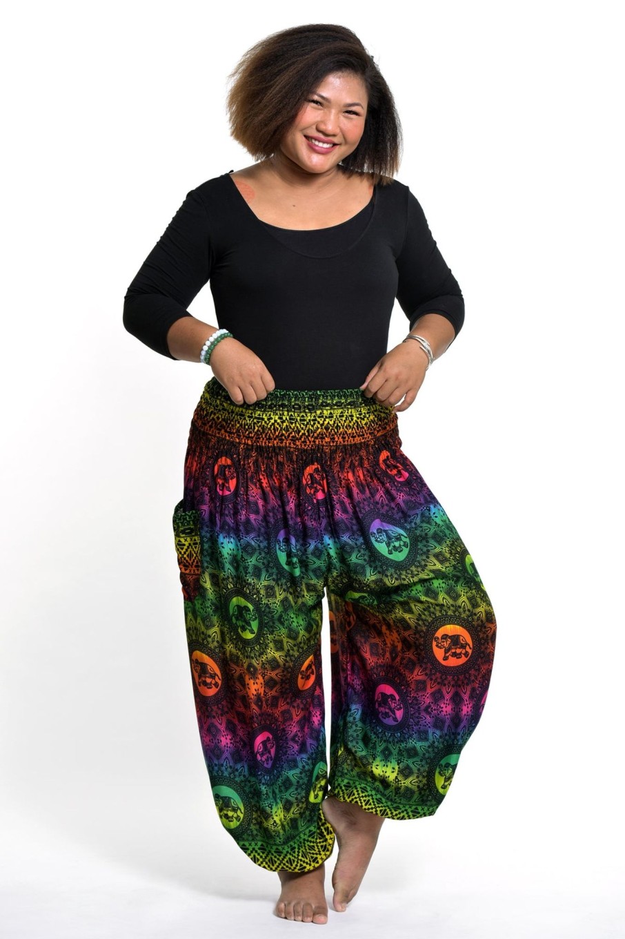 Women HaremPants | Plus Size Rainbow Elephant Women'S Elephant Pants In Green