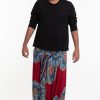 Men HaremPants | Plus Size Peony Mandalas Drop Crotch Men'S Harem Pants In Red