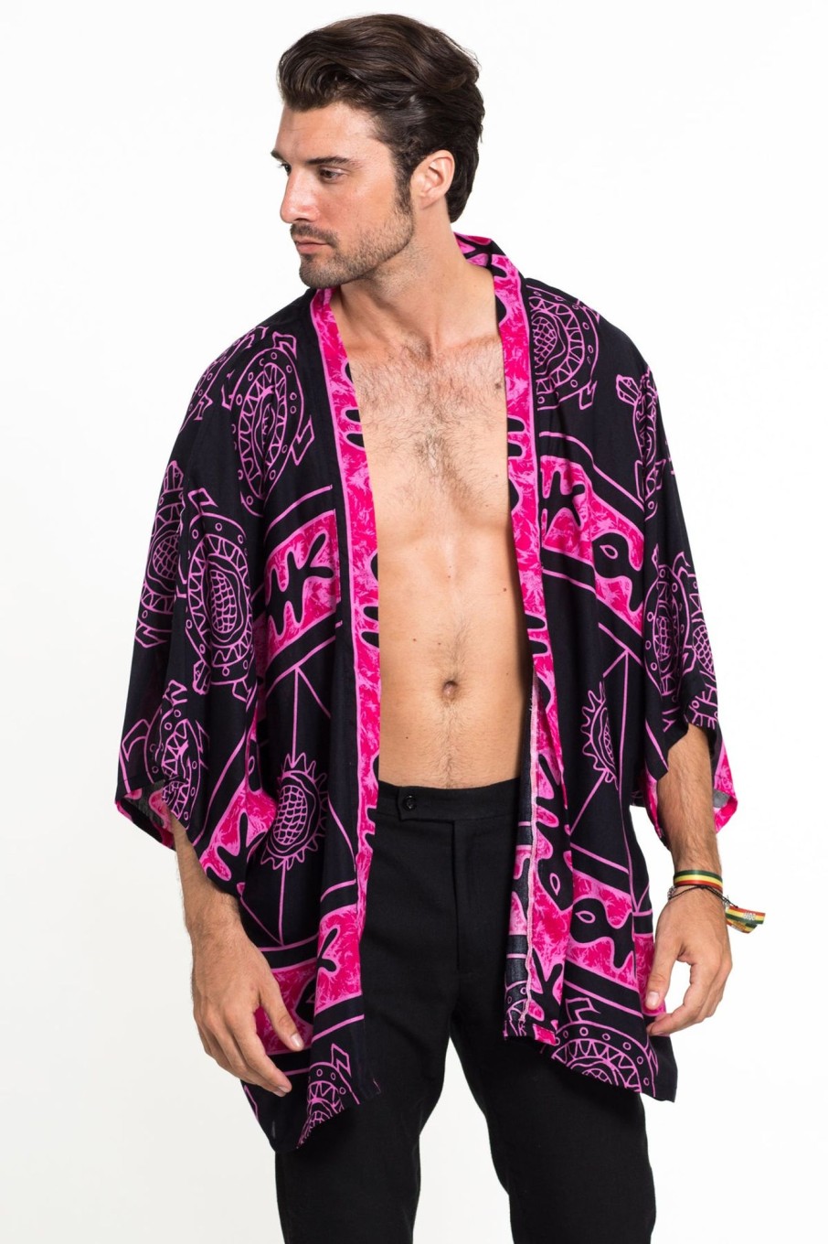 Plus Size HaremPants | Turtle Print Kimono Cardigan In Pink