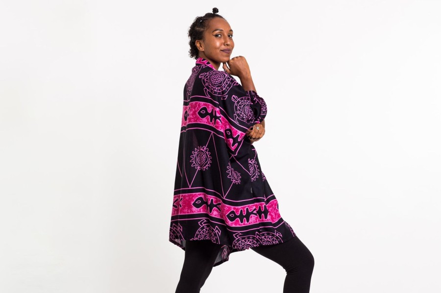 Plus Size HaremPants | Turtle Print Kimono Cardigan In Pink