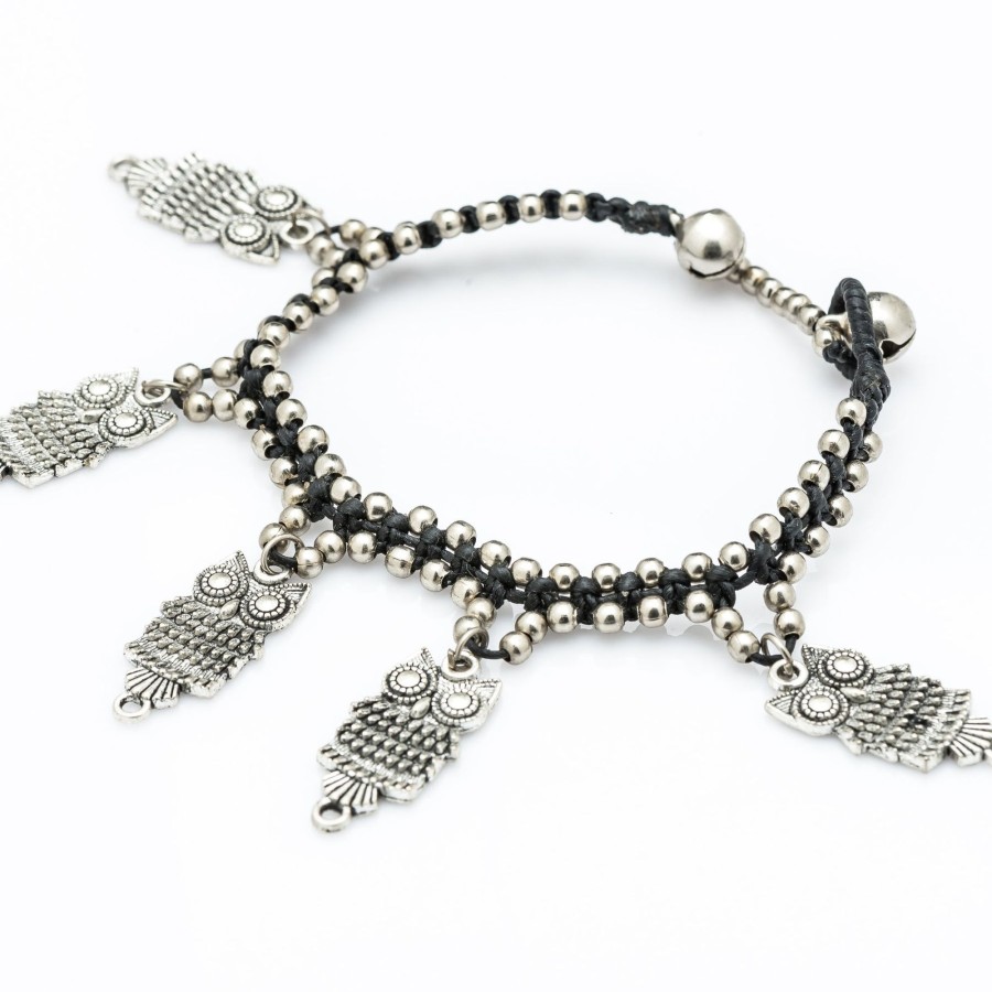 Accessories HaremPants | Hill Tribe Bead And Owls Charm Bracelets Silver