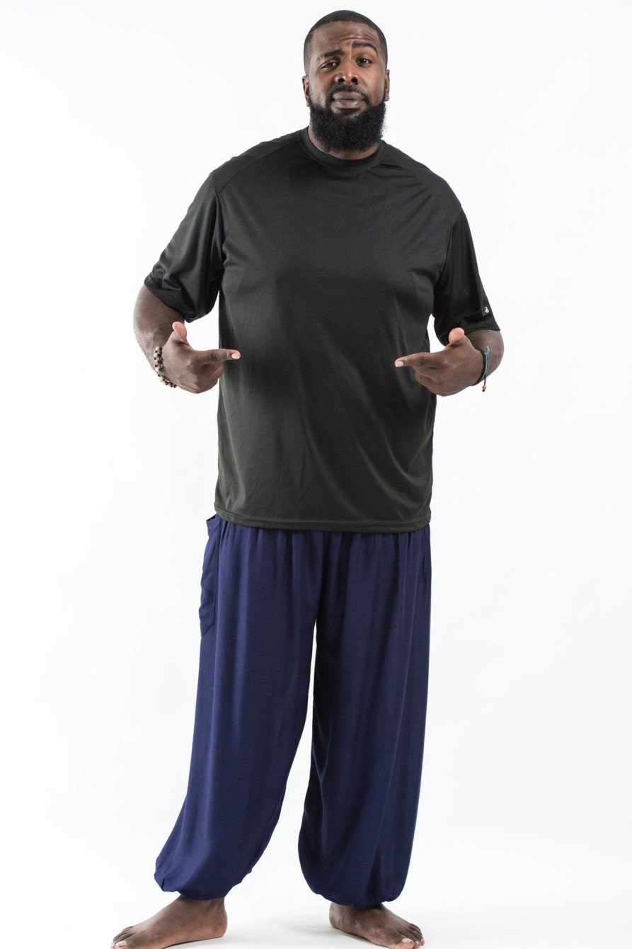 Plus Size HaremPants | Plus Size Solid Color Men'S Harem Pants In Blue