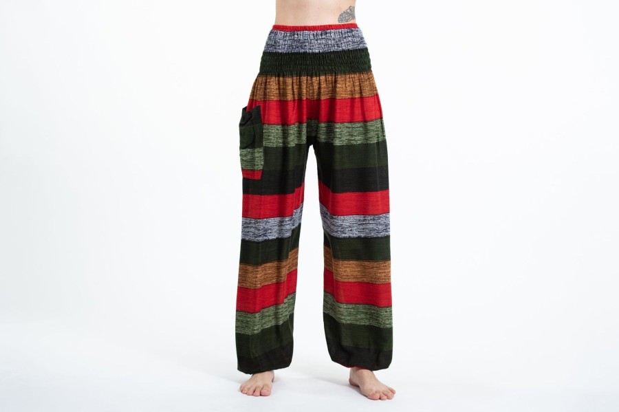 Women HaremPants | Boho Striped Women'S Harem Pants In Green