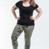 Plus Size HaremPants | Plus Size Oval Swirls Tie Dye Cotton Leggings In Stone Black