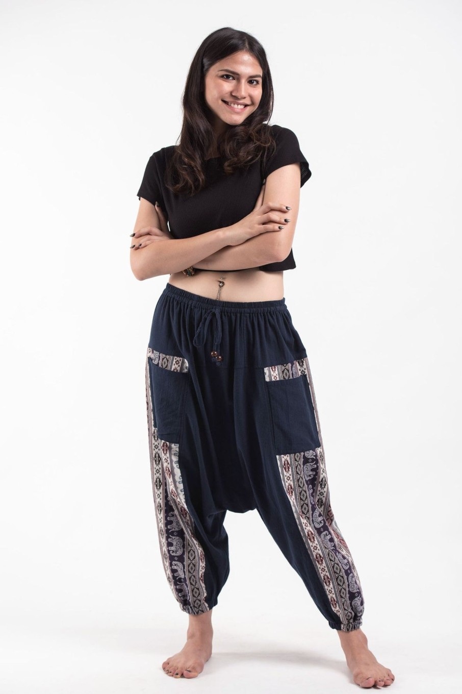 Women HaremPants | Elephant Aztec Cotton Women'S Harem Pants In Navy