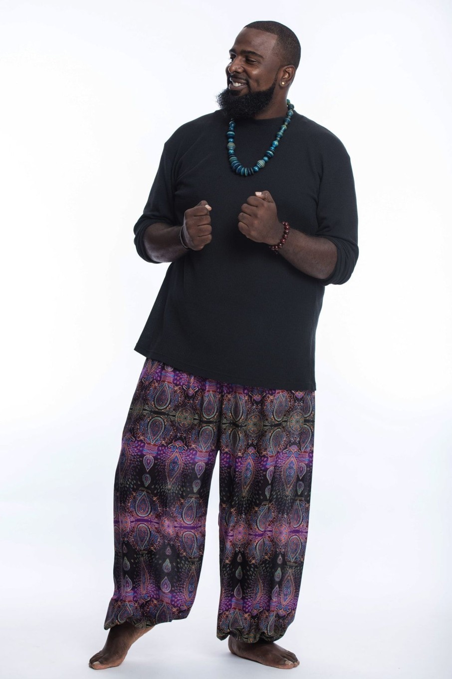 Plus Size HaremPants | Plus Size Paisley Men'S Harem Pants In Purple