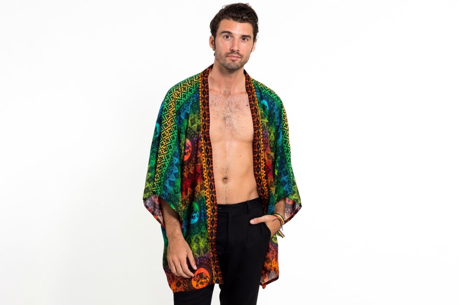 Women HaremPants | Rainbow Elephant Kimono Cardigan In Orange