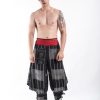 Men HaremPants | Thai Hill Tribe Fabric Men'S Harem Pants With Ankle Straps In Charcoal Gray