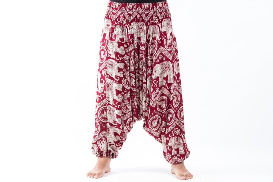 Women HaremPants | Plus Size Imperial Elephant 2-In-1 Jumpsuit Elephant Pants In Red