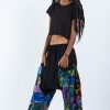 Women HaremPants | Tie Dye Cotton Women Harem Pants In Patchwork Black