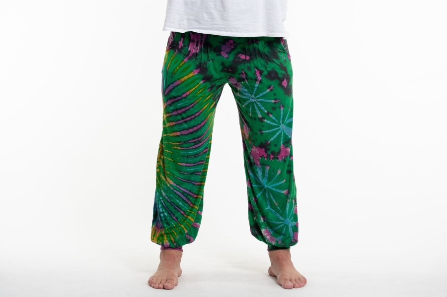 Plus Size HaremPants | Plus Size Tie Dye Cotton Men Harem Pants In Green