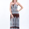 Women HaremPants | Marble Mandalas Smocked Bandeau Maxi Dress In Brown