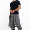 Men HaremPants | Woven Prints Thai Hill Tribe Fabric Men'S Harem Pants With Ankle Straps In Black