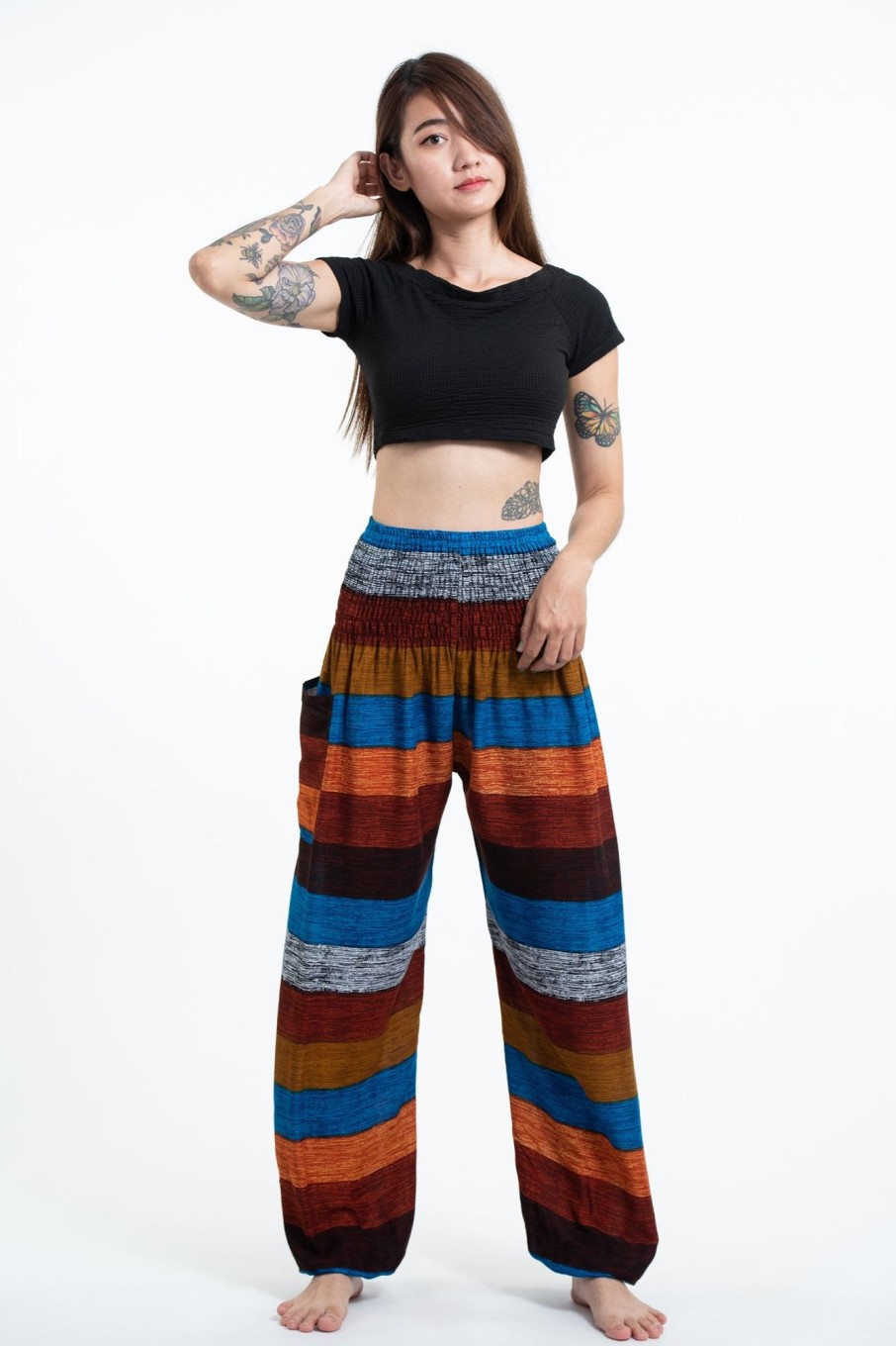 Women HaremPants | Boho Striped Women'S Harem Pants In Rust