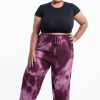 Plus Size HaremPants | Plus Size Tie Dye Drawstring Women'S Yoga Massage Pants In Dark Purple