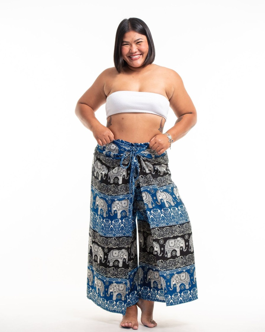 Women HaremPants | Plus Size Divine Elephant Wrap Palazzo Style Harem Pants In Blue