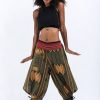 Women HaremPants | Thai Hill Tribe Fabric Women'S Harem Pants With Ankle Straps In Olive