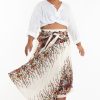 Plus Size HaremPants | Plus Size Floral Handkerchief Midi Skirt In Cream