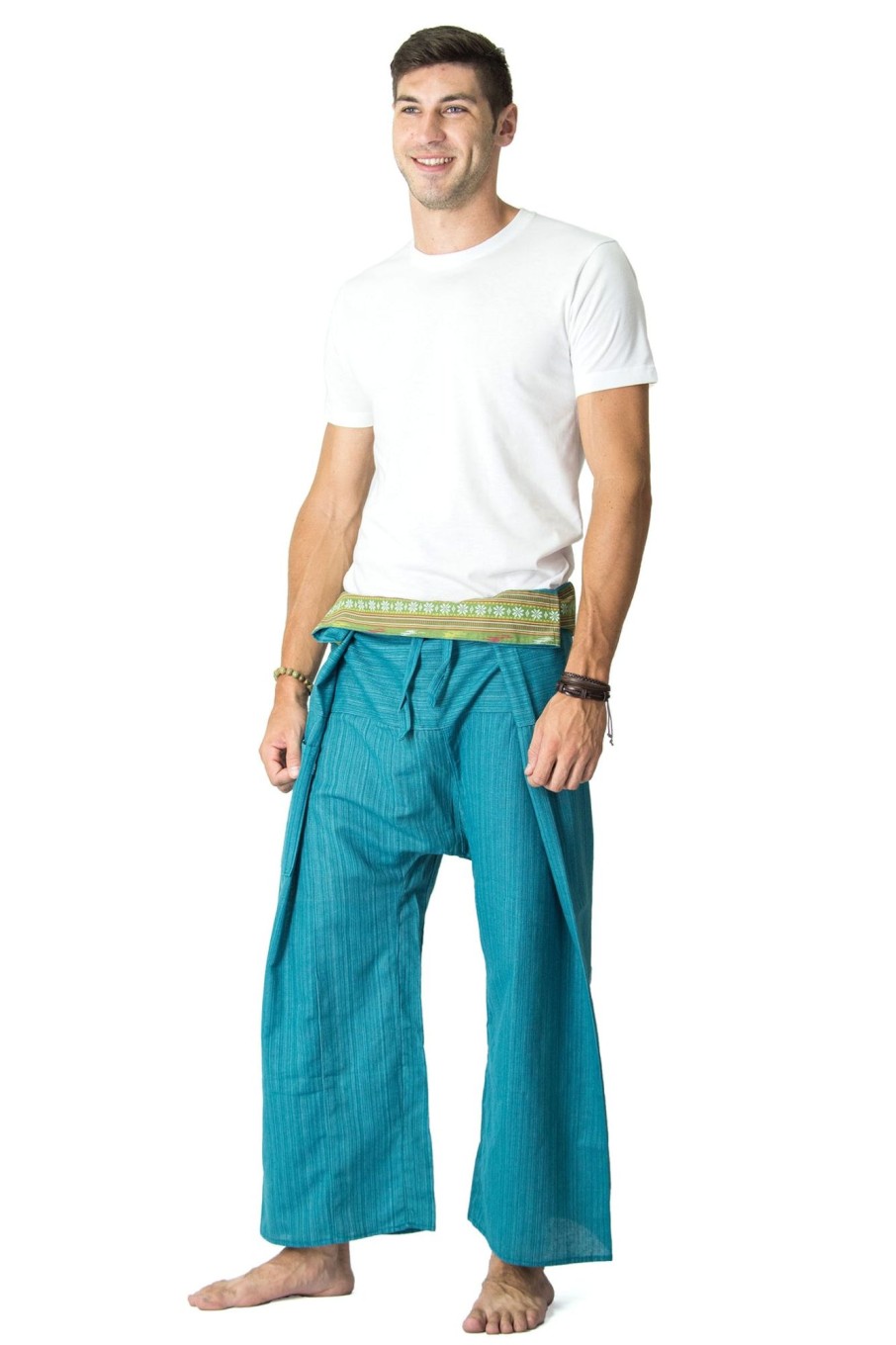 Men HaremPants | Unisex Thai Fisherman Pants In Turquoise