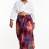 Women HaremPants | Plus Size Firework Handkerchief Midi Skirt In Maroon