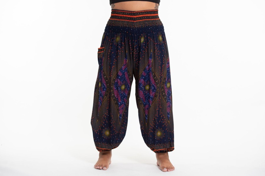 Women HaremPants | Plus Size Peacock Eye Women'S Harem Pants In Navy