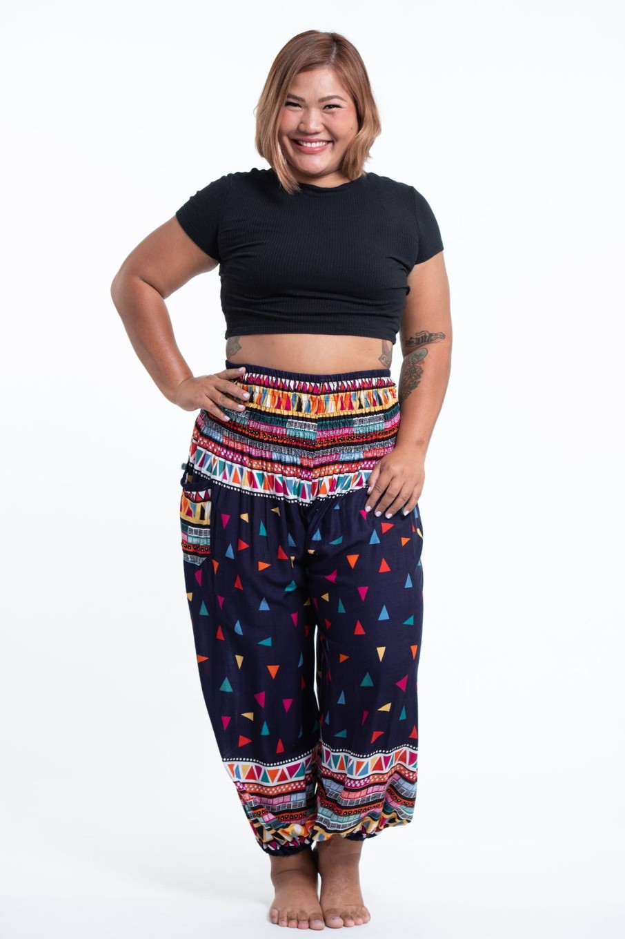 Plus Size HaremPants | Plus Size Triangles Women'S Harem Pants In Navy