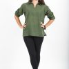 Women HaremPants | Womens Yoga Shirts Collar V Neck In Olive