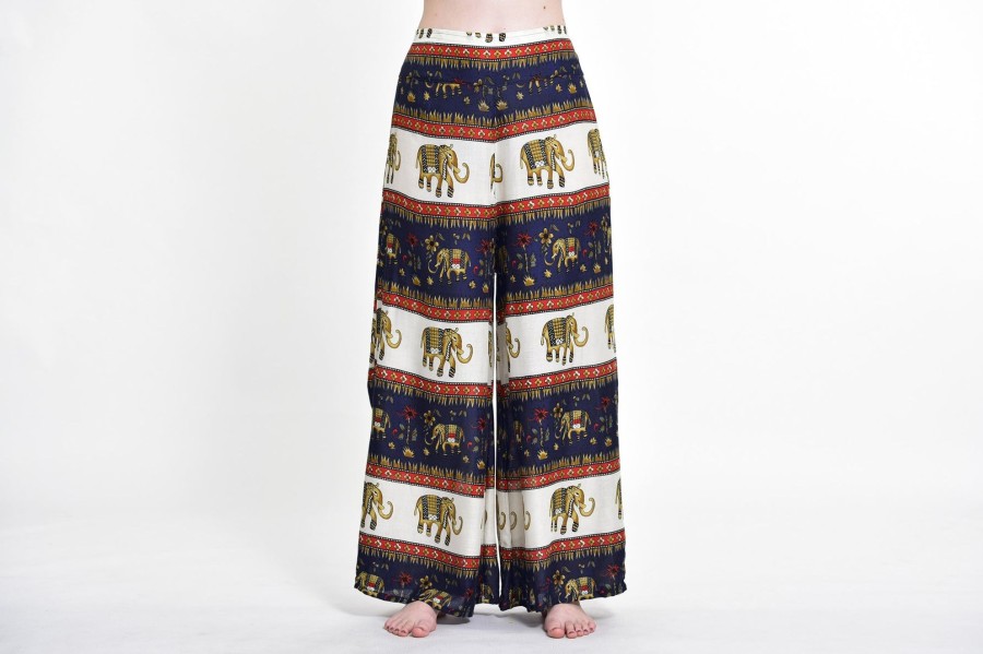 Women HaremPants | Elephant Bliss Palazzo Style Elephant Pants In Navy