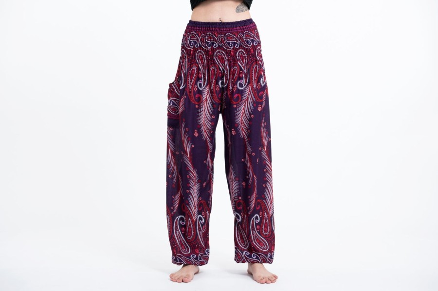 Women HaremPants | Paisley Feathers Women'S Harem Pants In Purple