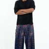 Men HaremPants | Plus Size Peacock Feathers Men'S Harem Pants In Blue