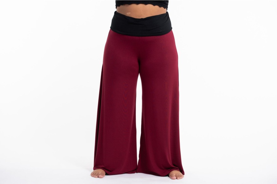 Plus Size HaremPants | Plus Size Wide Leg Palazzo Harem Pants Cotton Spandex In Solid Red