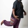 Men HaremPants | Plus Size Men'S Drawstring Pinstripes Cotton Pants With Aztec Pocket In Purple