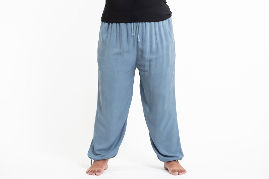 Plus Size HaremPants | Plus Size Solid Color Drawstring Women'S Yoga Massage Pants In Blue Gray