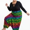 Women HaremPants | Plus Size Rainbow Elephant 2-In-1 Jumpsuit Elephant Pants In Green