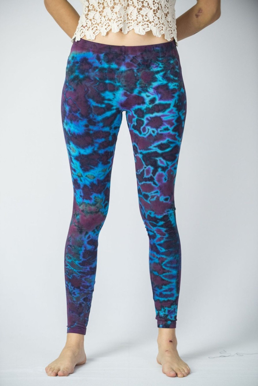 Women HaremPants | Marble Tie Dye Cotton Leggings In Indigo