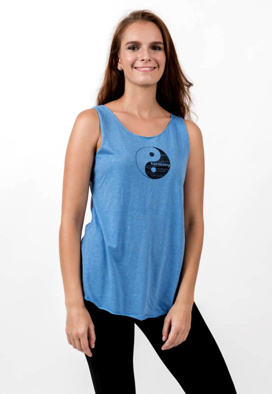 Women HaremPants | Loose Soft Vintage Style Women'S Tank Tops Yin Yang Blue