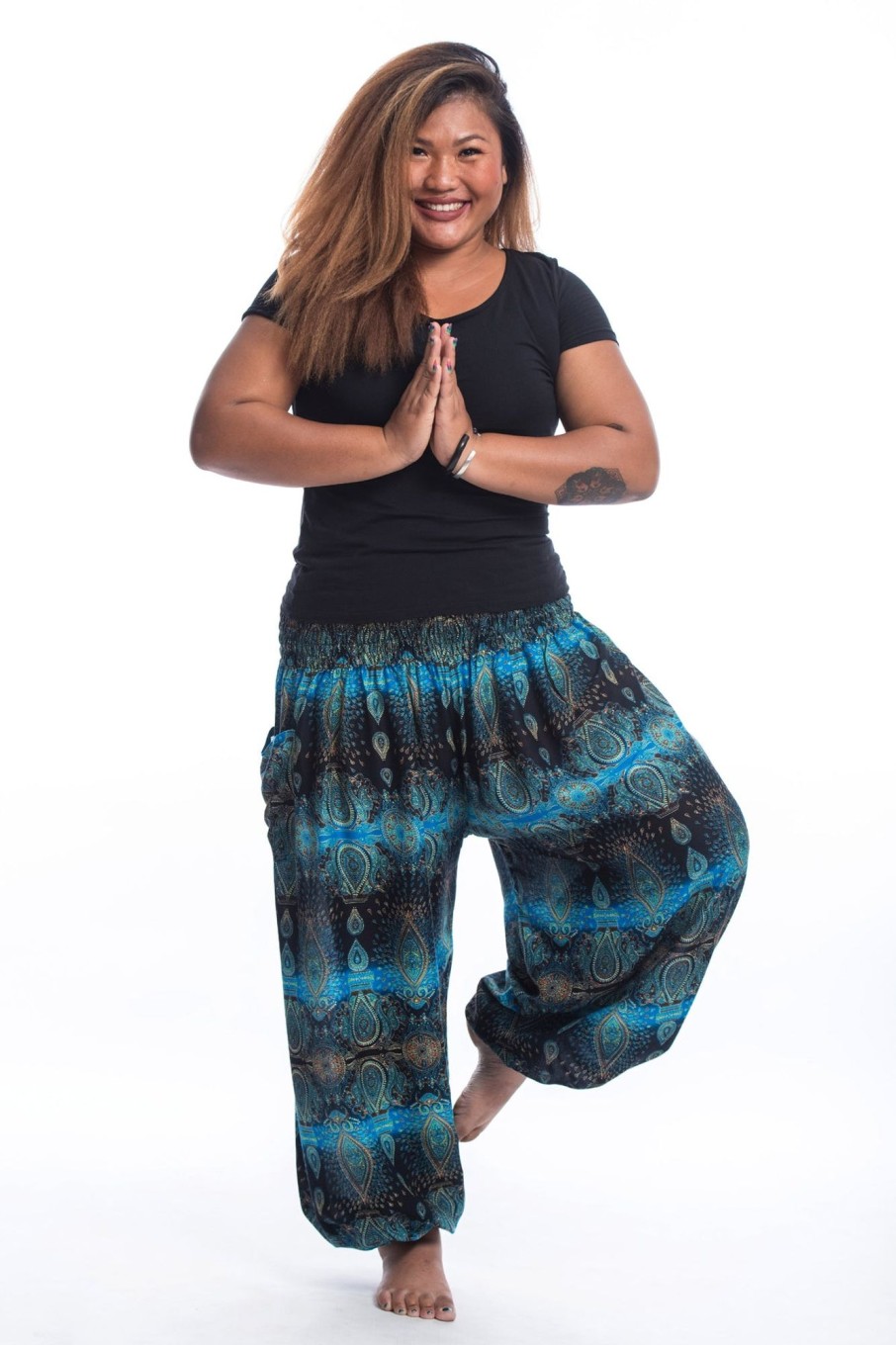 Women HaremPants | Plus Size Paisley Women'S Harem Pants In Turquoise