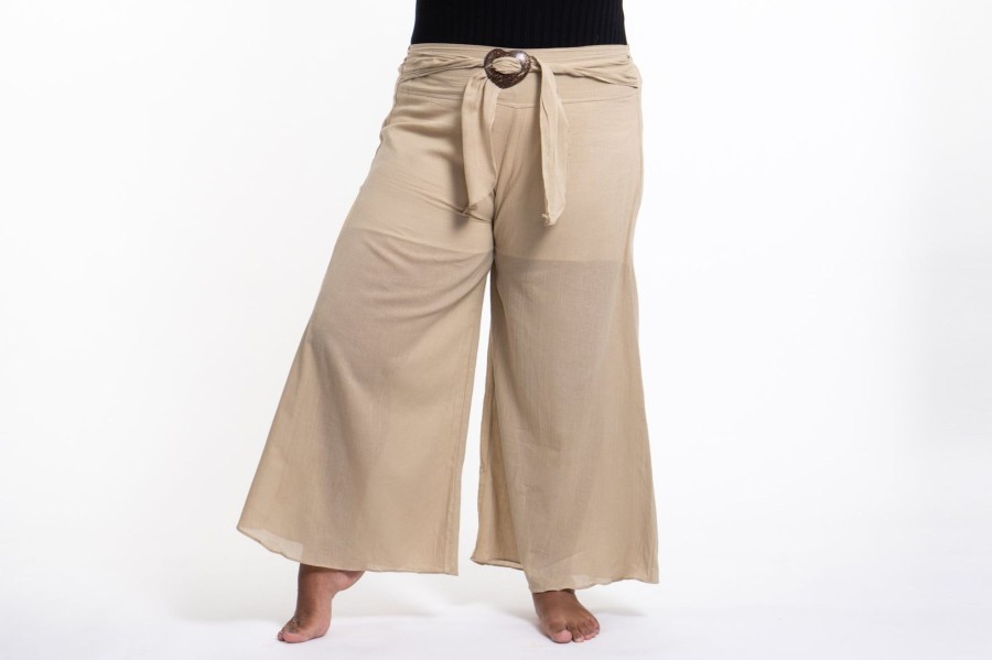 Plus Size HaremPants | Plus Size Women'S Thai Harem Palazzo Pants In Solid Tan