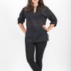 Women HaremPants | Womens Yoga Shirts Nehru Collared In Black