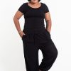 Plus Size HaremPants | Plus Size Solid Color Drawstring Women'S Yoga Massage Pants In Black