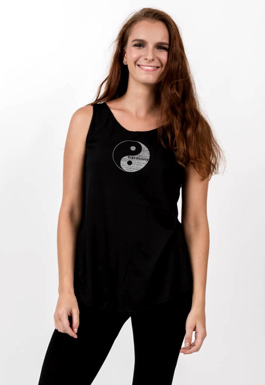 Women HaremPants | Loose Soft Vintage Style Women'S Tank Tops Yin Yang Black