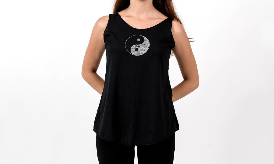 Women HaremPants | Loose Soft Vintage Style Women'S Tank Tops Yin Yang Black