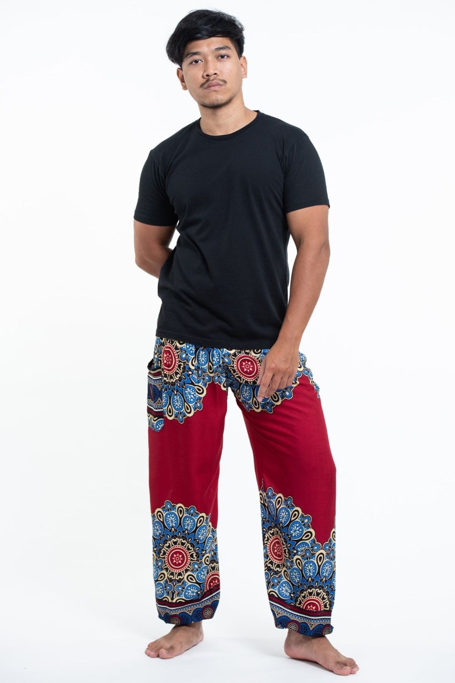 Men HaremPants | Peony Mandalas Men'S Harem Pants In Red