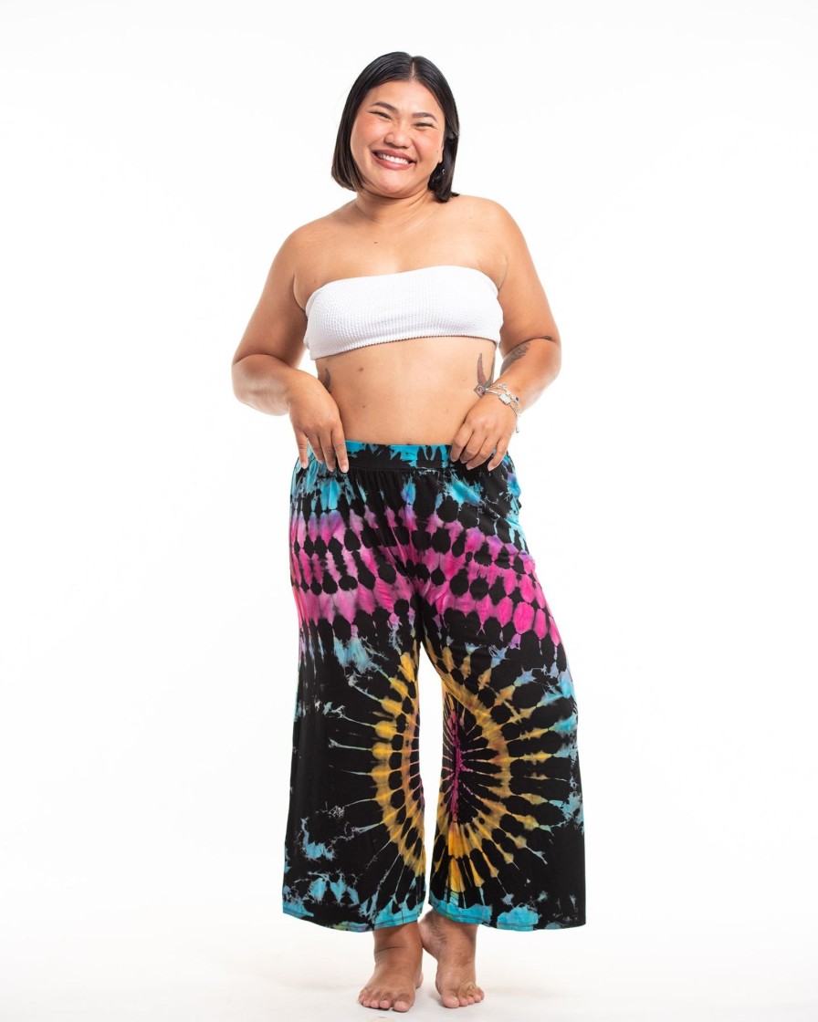 Plus Size HaremPants | Plus Size Wide Leg Palazzo Harem Pants Cotton Tie Dye Turquoise