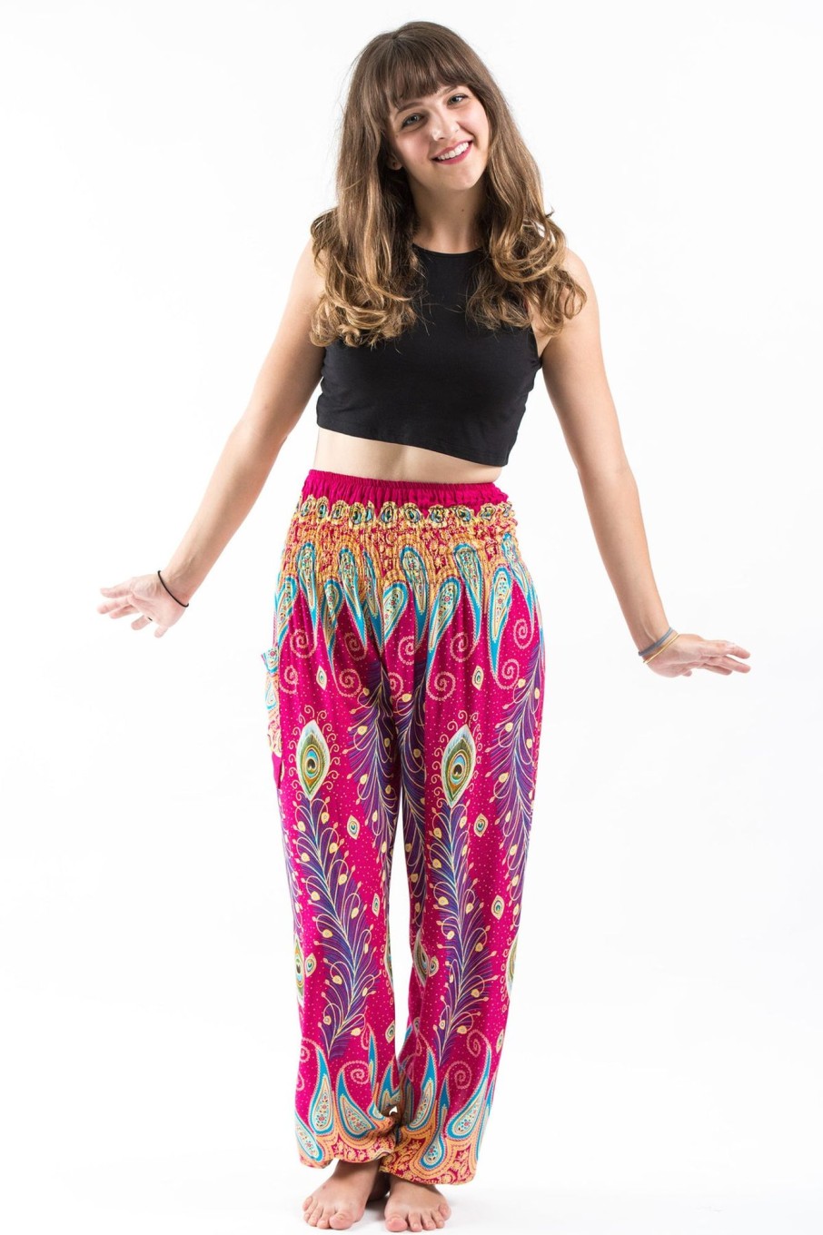 Women HaremPants | Peacock Paisley Women'S Harem Pants In Pink