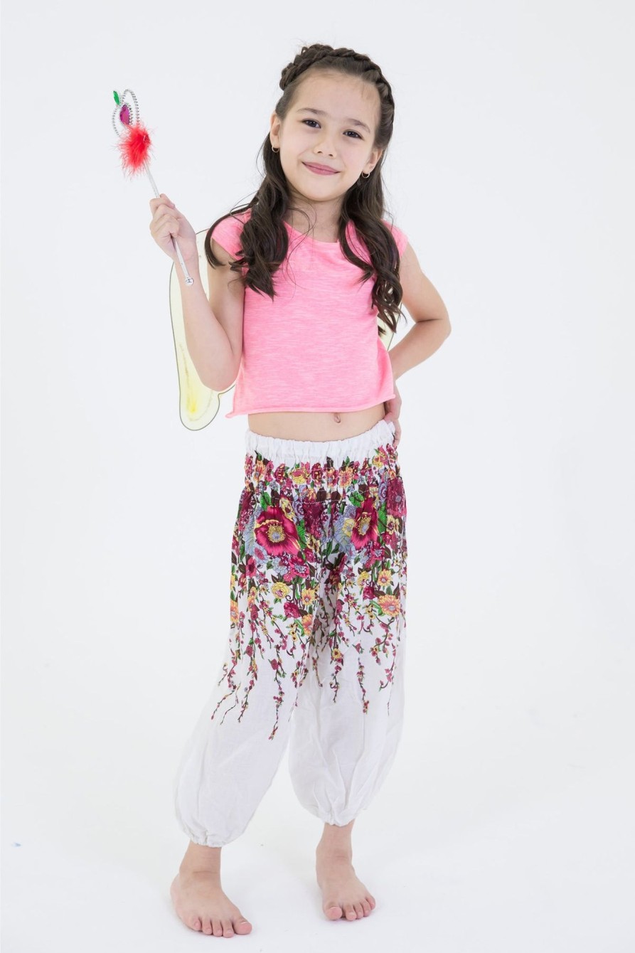 Kids HaremPants | Floral Kids Harem Pants In White