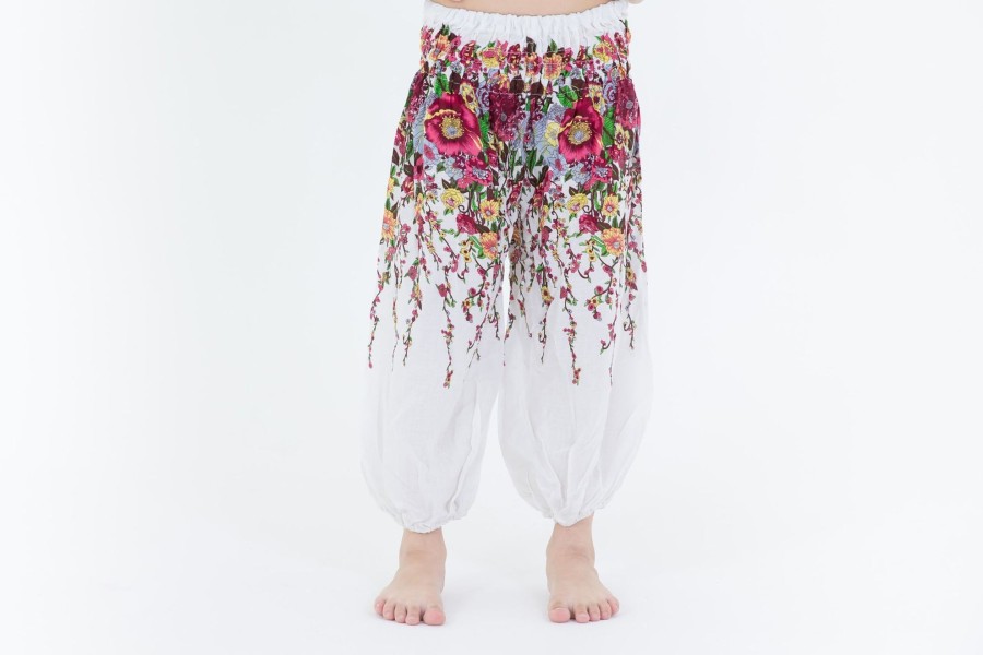 Kids HaremPants | Floral Kids Harem Pants In White