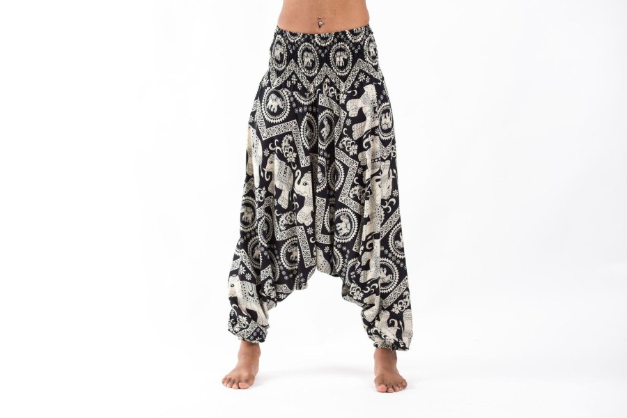 Women HaremPants | Imperial Elephant 2-In-1 Jumpsuit Elephant Pants In Black