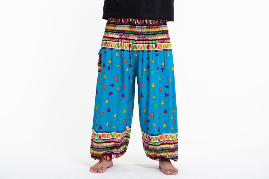 Men HaremPants | Plus Size Triangles Men'S Harem Pants In Ocean Blue