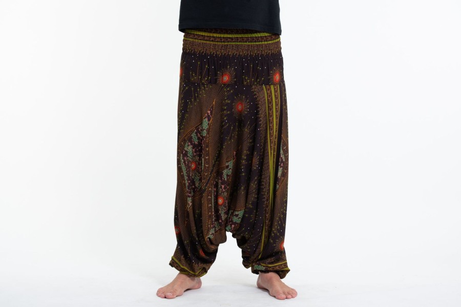 Men HaremPants | Peacock Eye Drop Crotch Men'S Harem Pants In Brown